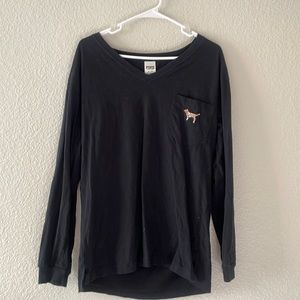 Black long sleeve PINK Victoria secret v neck with cheetah print dog